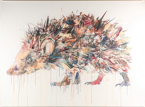 Lot 101 - Dave White (B.1971), Hedgehog, oil on linen,...
