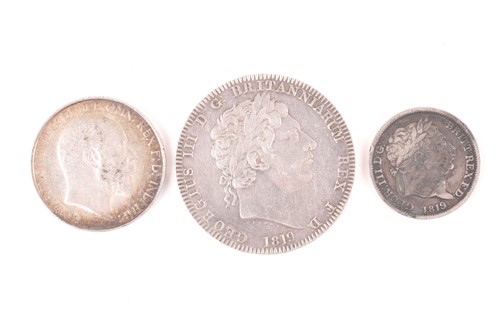 Lot 309 - A Geo III crown, 1819, LIX, raised edge...