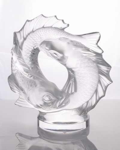 Lot 401 - A Lalique double fish sculpture of a pair of...
