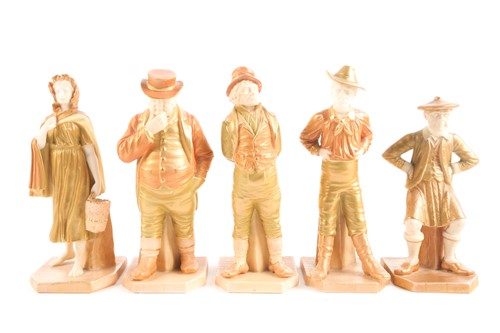 Lot 427 - A group of five Royal Worcester shot enamel...