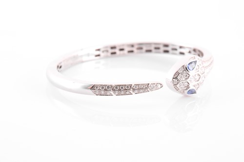 Lot 132 - Bulgari. An 18 carat white gold, sapphire and...