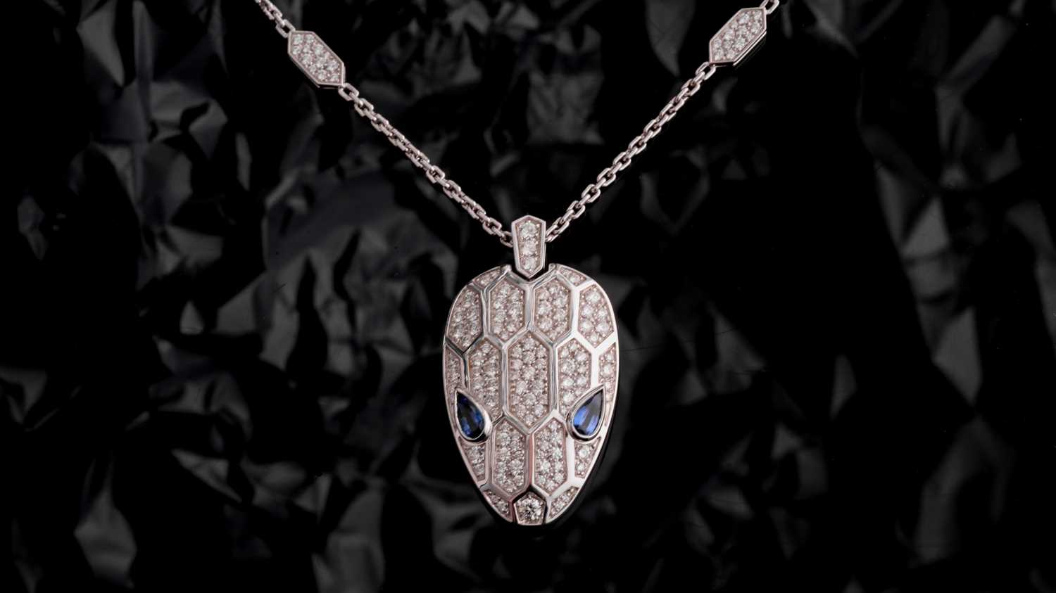 Lot 176 - Bulgari. An 18 carat white gold, sapphire and...