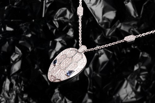Lot 176 - Bulgari. An 18 carat white gold, sapphire and...