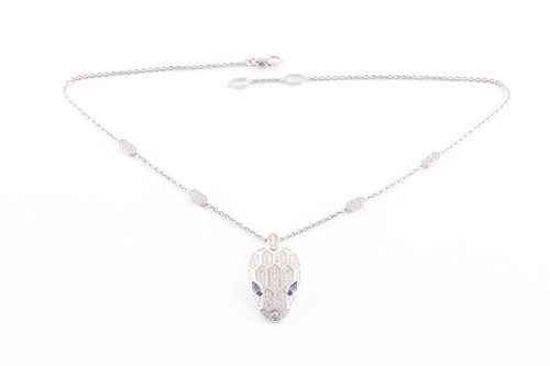 Lot 176 - Bulgari. An 18 carat white gold, sapphire and...