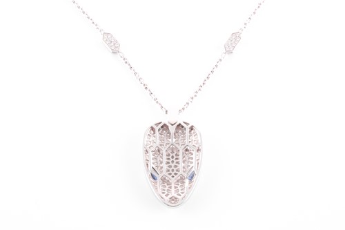 Lot 176 - Bulgari. An 18 carat white gold, sapphire and...