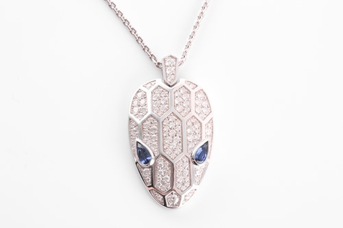Lot 176 - Bulgari. An 18 carat white gold, sapphire and...