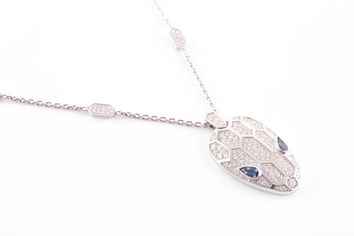 Lot 176 - Bulgari. An 18 carat white gold, sapphire and...