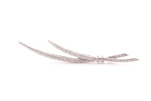 Lot 162 - A diamond set spray brooch, in the form of two...