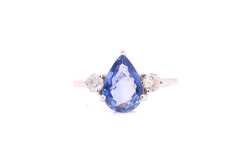 Lot 163 - A sapphire and diamond three stone half hoop...