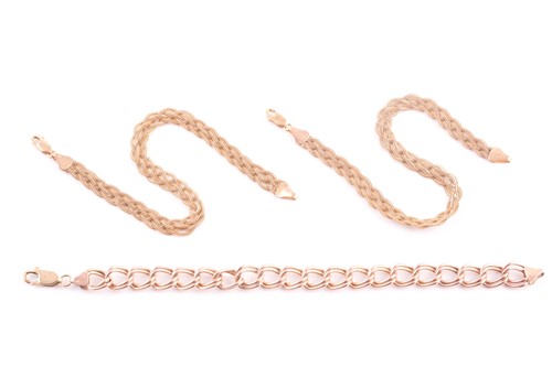 Lot 231 - Three modern Italian 9ct gold bracelets,...