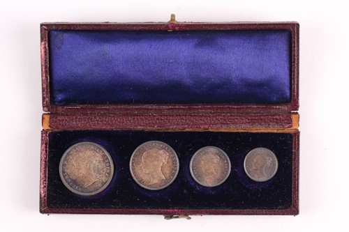 Lot 337 - Victoria - Maundy money, 1867, 4d - 1d, in...