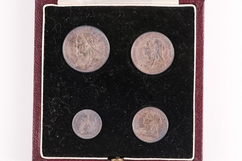 Lot 339 - Victoria - Maundy money, 1901, 4d - 1d, in...