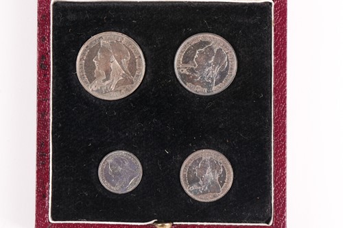 Lot 340 - Victoria - Maundy money, 1894, 4d - 1d, in...