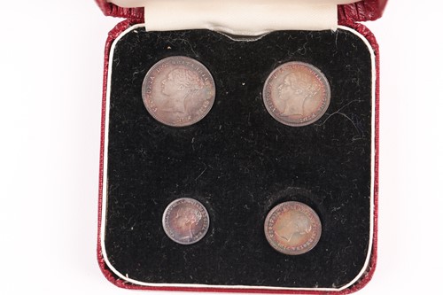 Lot 342 - Victoria - Maundy money, 1886, 4d - 1d, in...