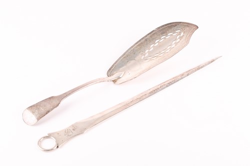 Lot 337 - A George III silver meat skewer with a loop...