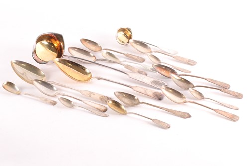 Lot 312 - A Finnish fiddle and shell pattern silver...