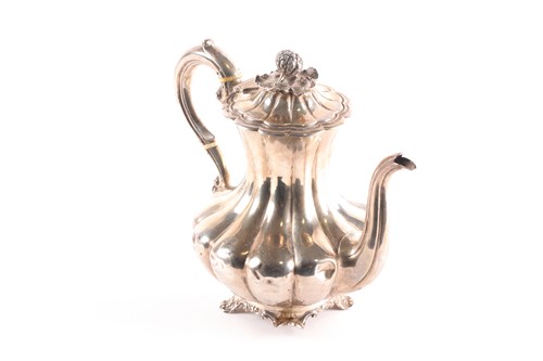 Lot 340 - A Victorian silver segmented coffee pot,...