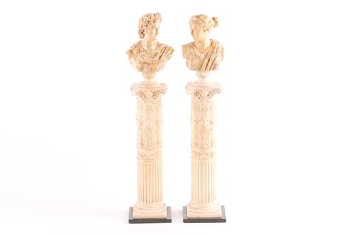 Lot 198 - A pair of Grand Tour style composite busts of...