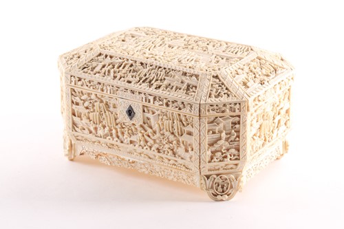 Lot 258 - A Chinese Canton ivory sewing box, Qing, mid...