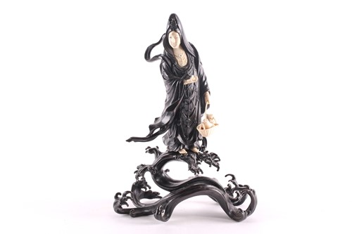 Lot 260 - A good Japanese bronze and ivory figure of...