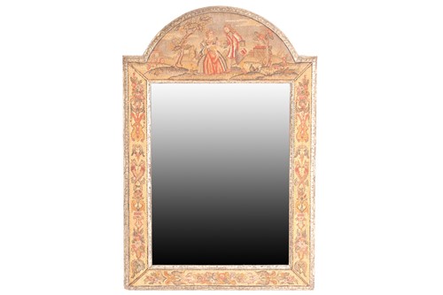 Lot 145 - A Charles II style needlework wall mirror, the...