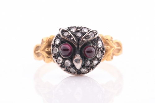 Lot 55 - A yellow metal and diamond ring, in the form...