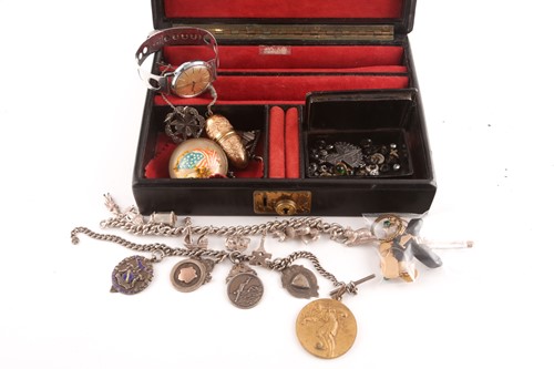 Lot 44 - A yellow metal bar brooch set with a small...
