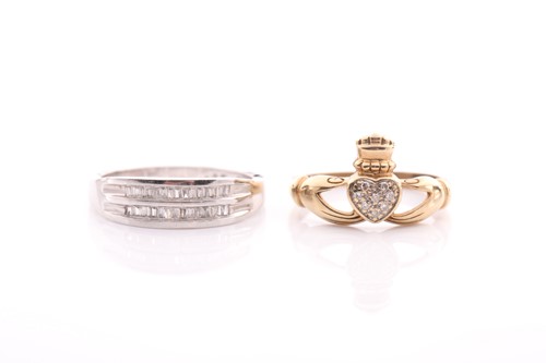 Lot 150 - A two row half hoop 9 carat white gold and...