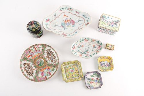 Lot 266 - Two Chinese lozenge-shaped dishes, late 19th...