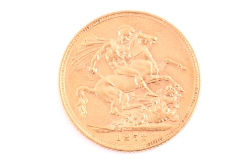 Lot 247 - A Victorian 1872 young head gold sovereign.