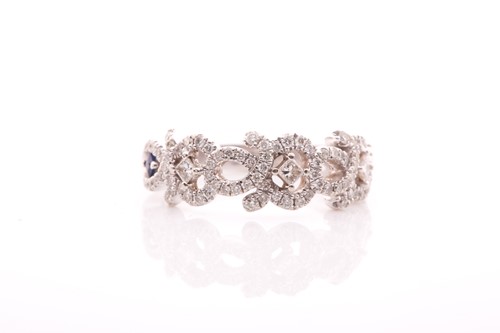 Lot 220 - A 14ct white gold and diamond ring, the...