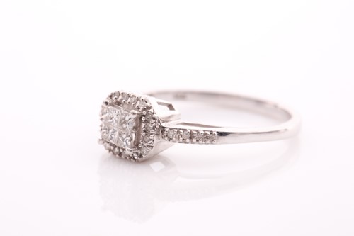 Lot 59 - A 14ct white gold and diamond cluster ring,...