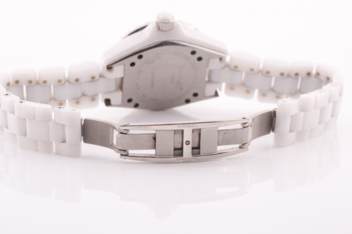 Lot 374 - A Chanel J12 white ceramic and diamond mounted...