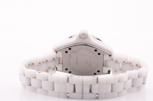 Lot 374 - A Chanel J12 white ceramic and diamond mounted...