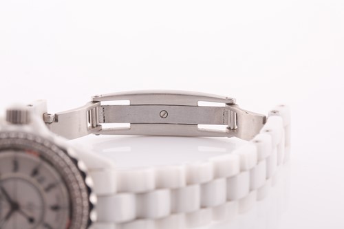 Lot 374 - A Chanel J12 white ceramic and diamond mounted...