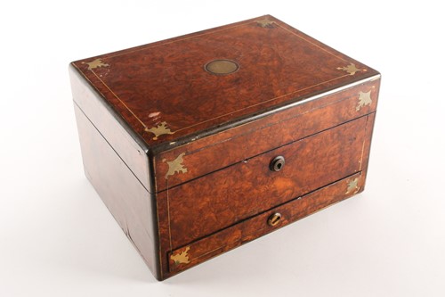 Lot 188 - A 19th century burr walnut dressing table box,...