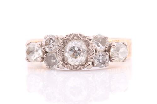 Lot 169 - An 18ct yellow gold textured band, later...