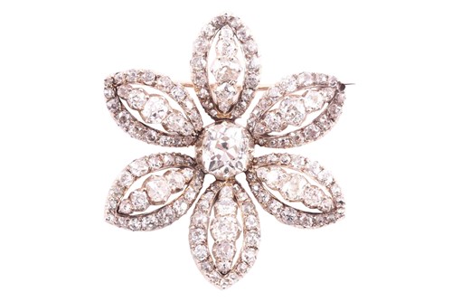 Lot 97 - A Victorian diamond cluster brooch, in the...