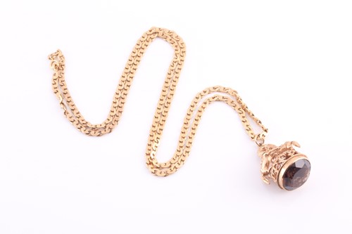 Lot 321 - A 9ct yellow gold fob pendant, set with a...