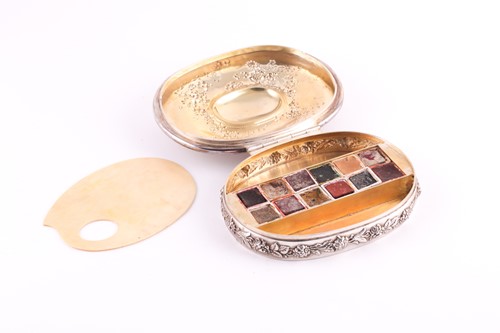 Lot 394 - Tiffany. A silver box fitted with a paint...
