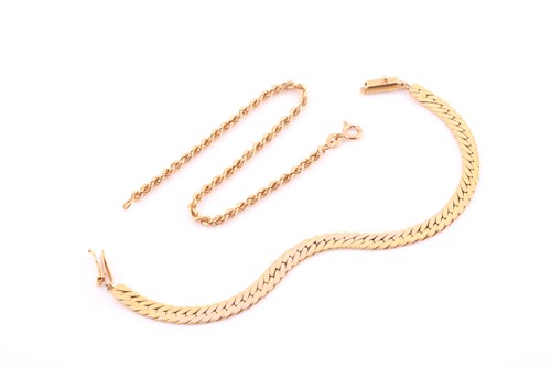 Lot 66 - A 14ct yellow gold Italian flat-link chain...
