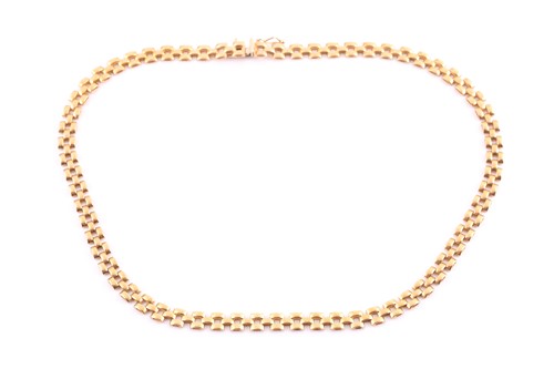 Lot 135 - An 18ct yellow gold brick-link articulated...