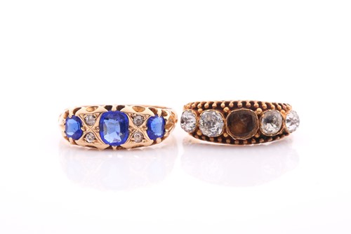 Lot 210 - Two antique paste rings; one set with three...