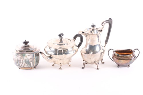 Lot 377 - A 20th century matched three-piece silver tea...