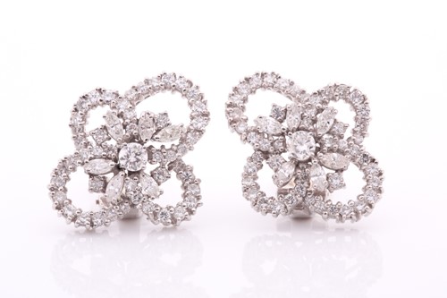 Lot 245 - A pair of 18ct white gold and diamond...