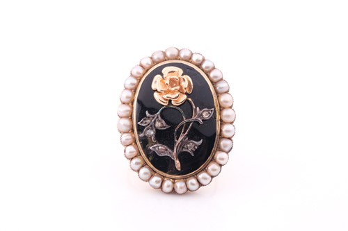 Lot 156 - A late 19th century yellow metal, pearl, and...