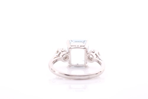 Lot 4 - A platinum, diamond, and aquamarine ring, set...