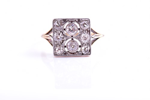 Lot 206 - A yellow metal and diamond Art Deco period...