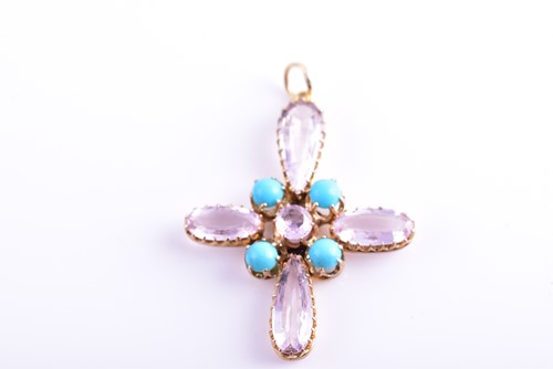 Lot 310 - A Victorian turquoise and pale pink topaz...