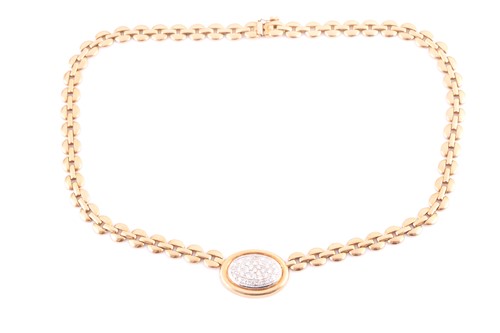 Lot 250 - An 18ct yellow gold and diamond pendant...